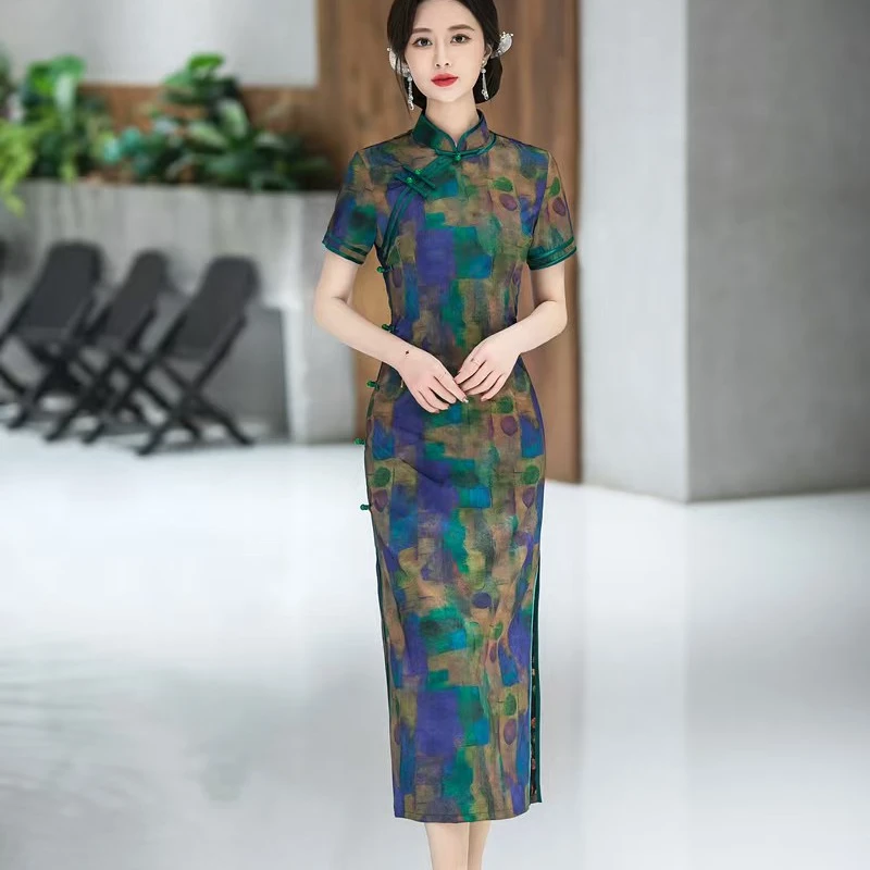 【春日秀色】上上喜单层复古时尚优雅修身长旗袍