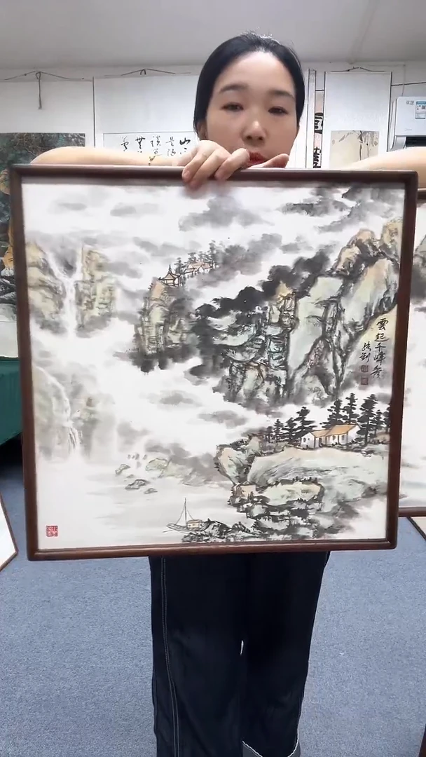 国画52*52实木画框京东包邮手绘