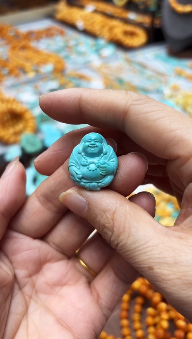 【闪购商品】绿松石挂饰未镶嵌笑佛松石挂坠