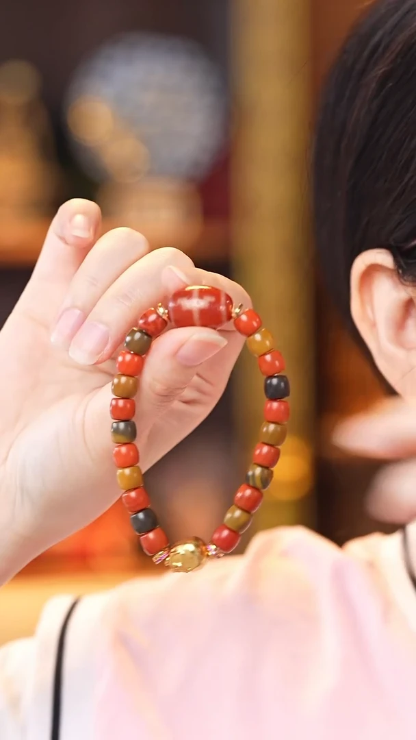 玛瑙/玉髓（覆膜）颈饰未镶嵌红肉无界手串