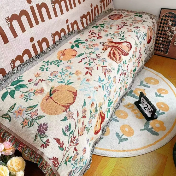 南瓜沙发盖布盖毯高级感四季通用沙发套罩万能毯全盖沙发巾