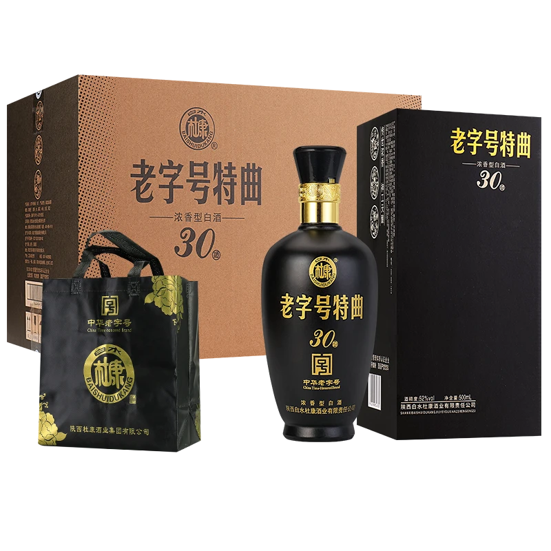 白水杜康老字号特曲30浓香型白酒500ml礼盒装优级酒水52度500ml*6