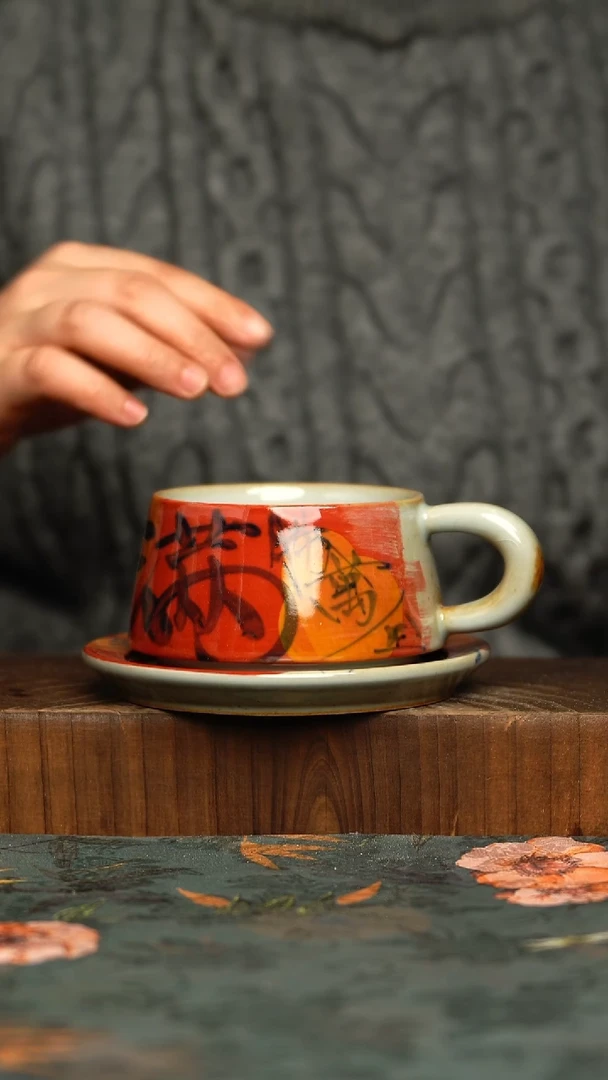 杯釉下彩手工手工同款陶器