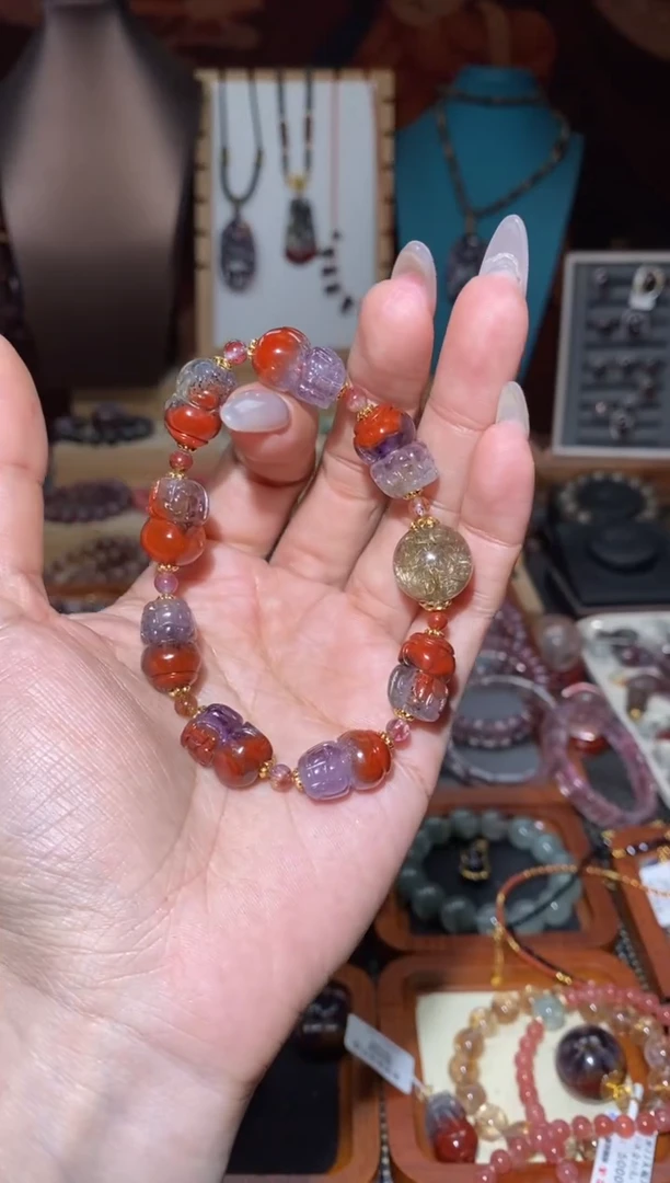 【闪购商品】水晶手串未镶嵌红极光貔貅阵