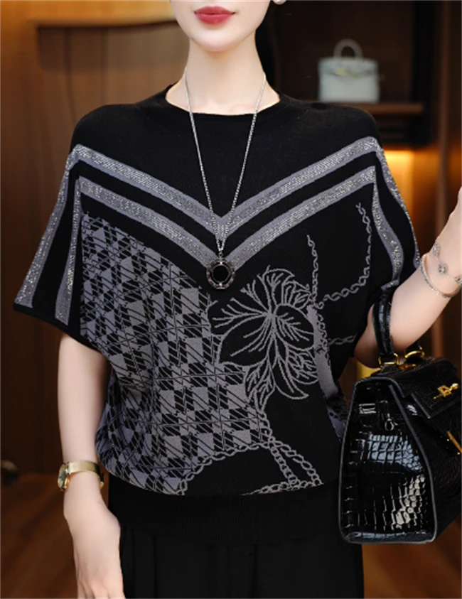 新款夏季琉璃冰感丝短袖上衣女舒适透气上衣V25Q977