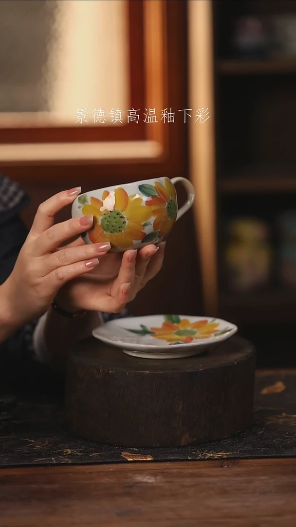 陶瓷景德镇高温釉下手绘陶瓷@L452@