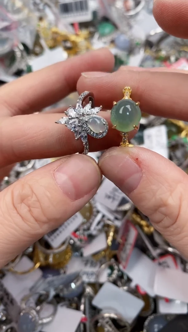 银S925镶嵌戒指翡翠333              7