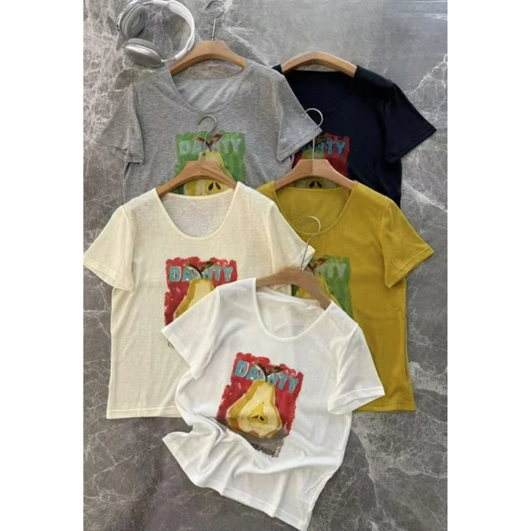 WYFS高级感半个鸭梨休闲T恤