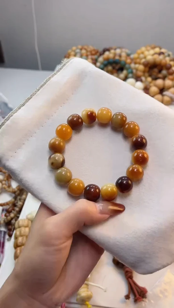 手串菩提根/象牙果g55玉化苹果虎珀糖14*14mm手串