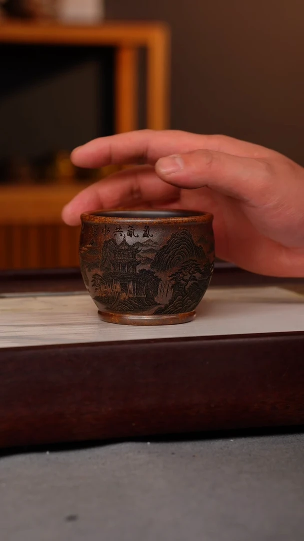 【闪购商品】紫砂茶壶龙骨金砂 大肚山水杯