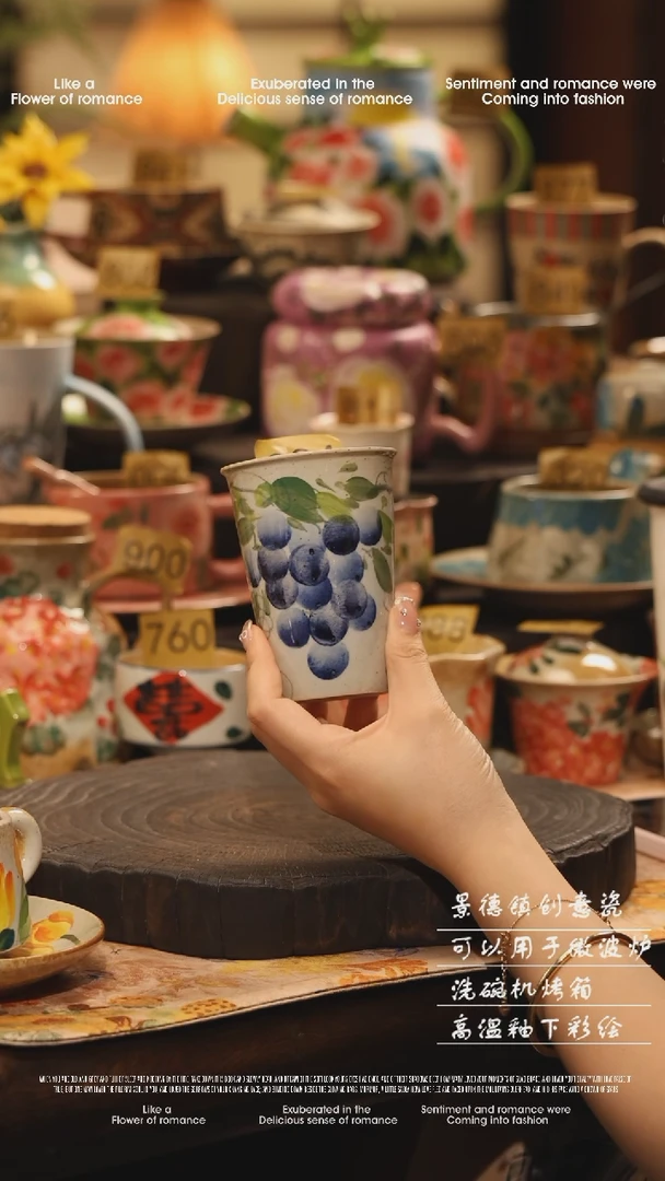 陶瓷景德镇高温釉下彩绘设计师款式