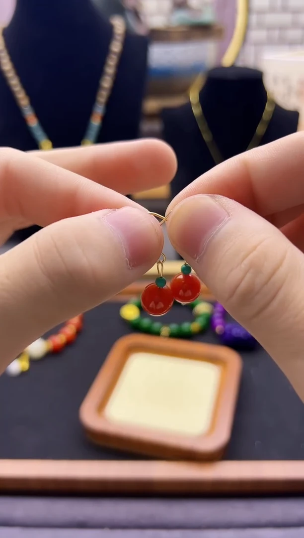 【闪购商品】南红玛瑙耳饰14K金镶嵌E228