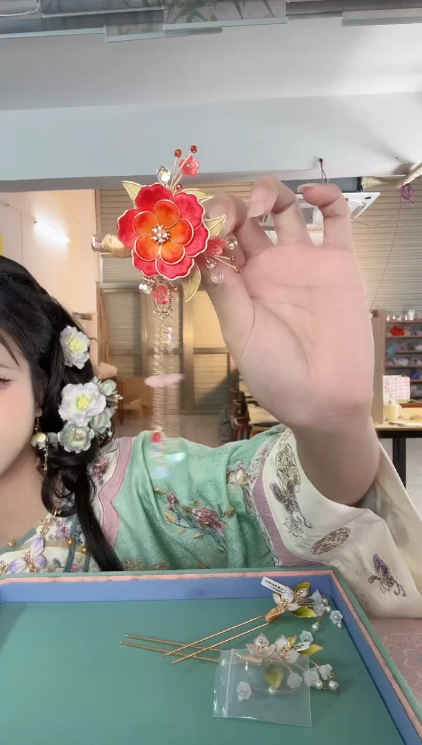 无铜合金367 非遗绒花夹子