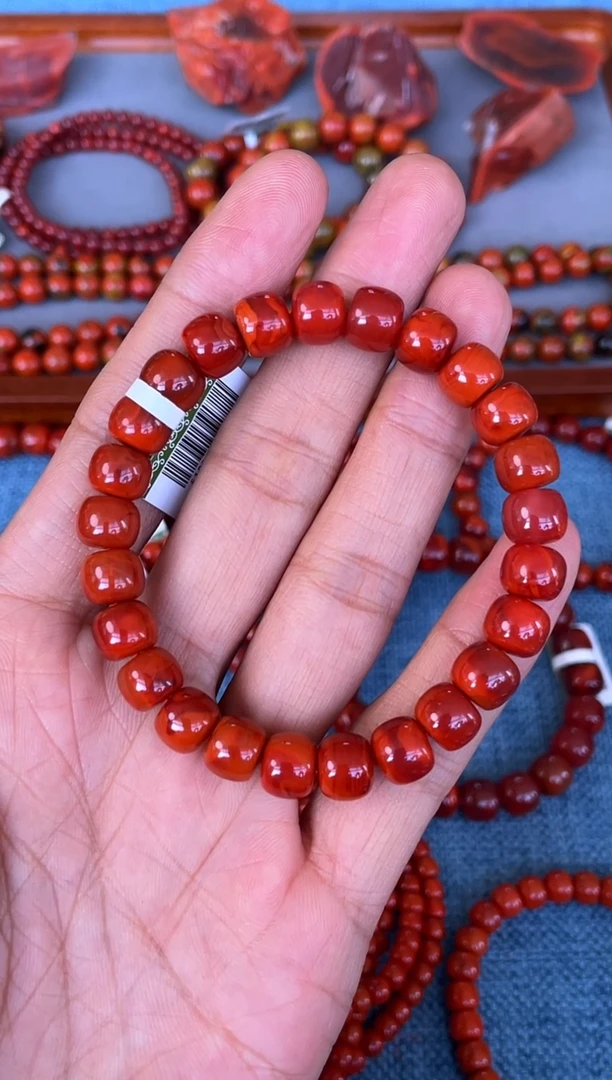 未镶嵌手串南红玛瑙N29凉山瓦西料原矿双锦红单圈