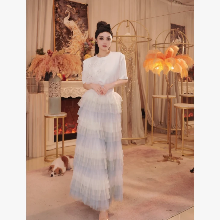 【星姐推荐】星原创高级定制【孔雀石纹】设计师款名媛仙女风半身裙