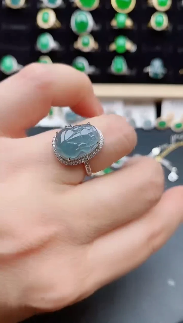 【闪购商品】翡翠戒指银S925镶嵌12121