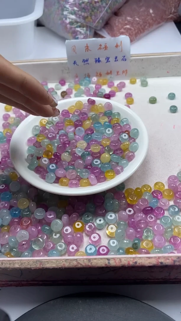 未镶嵌颈饰碧玺w2894彩虹碧玺算盘8*4mm*20颗