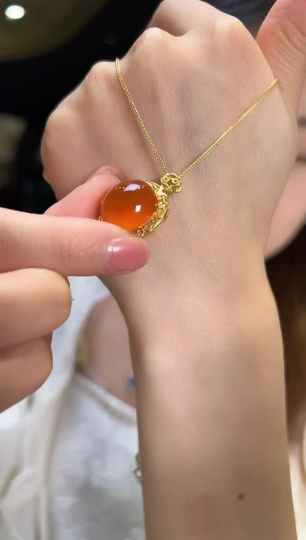 南红玛瑙银S925镶嵌颈饰28[
