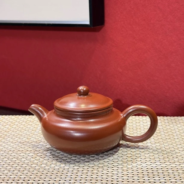 【仿古壶】小品约110毫升朱泥薄胎全手工潮州手拉壶实用茶器128