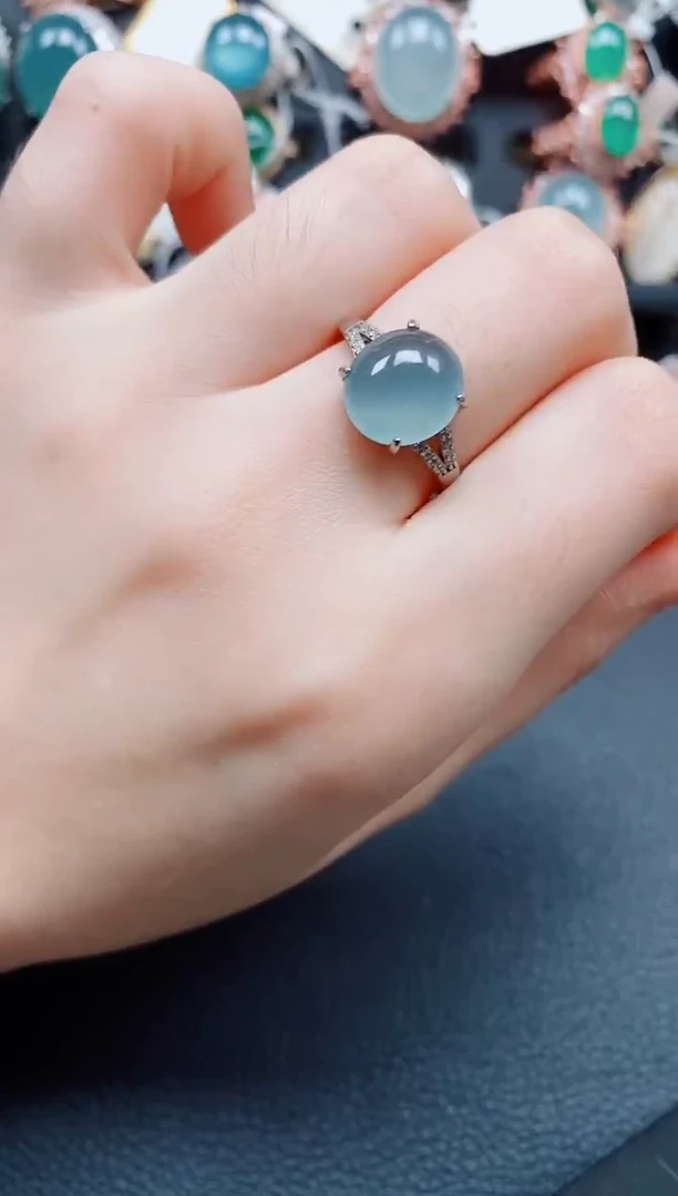 银S925镶嵌戒指翡翠翡翠