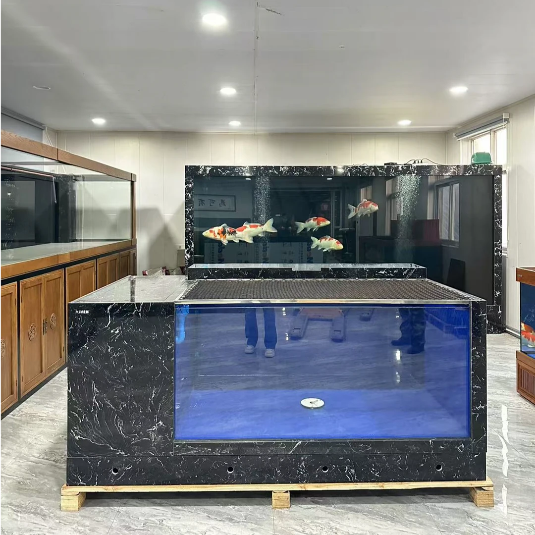 客厅落地鱼缸底滤家用超白玻璃屏风隔断水族箱智能生态