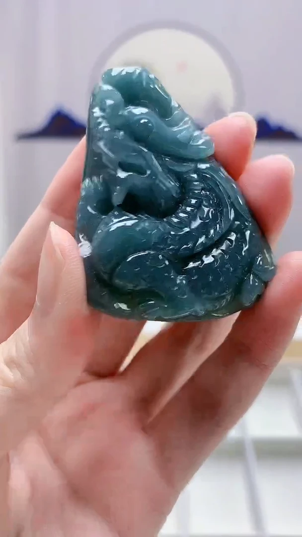 未镶嵌定制翡翠4917zm-毛货挂件龙牌102