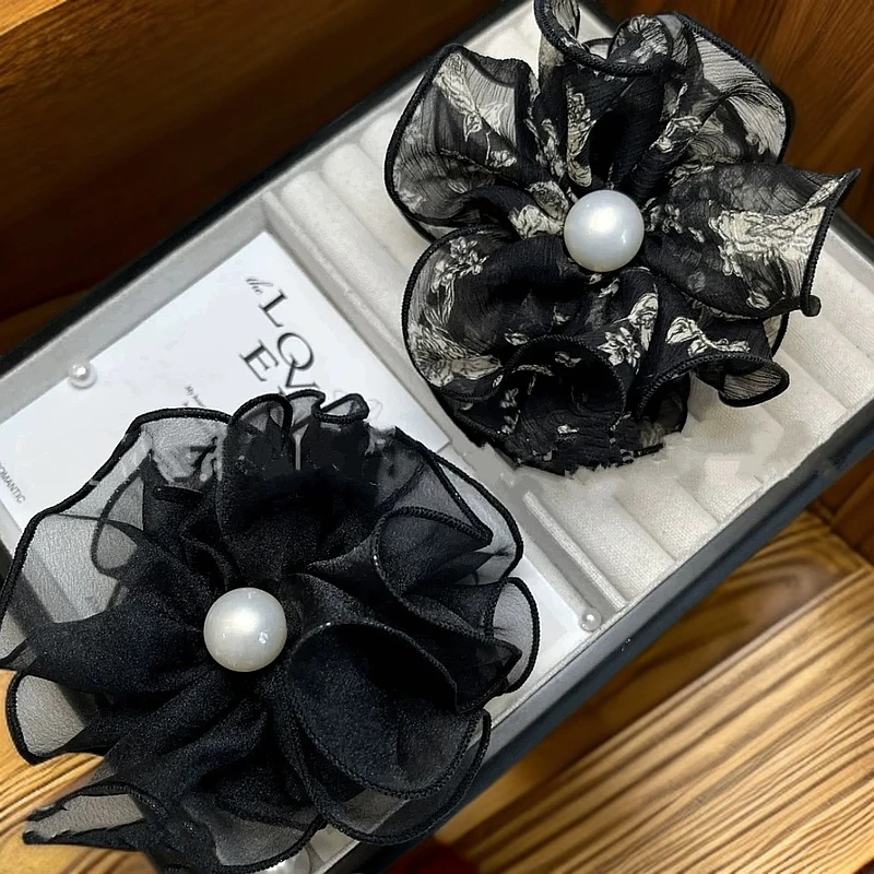 优雅手工法式清新碎花百搭时尚花朵丸子夹抓夹女头饰发饰