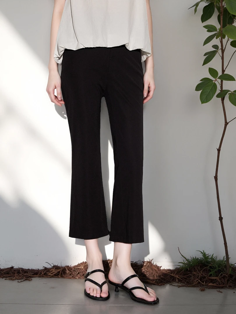 夏日生姜打底裤 四面弹修身八分喇叭裤