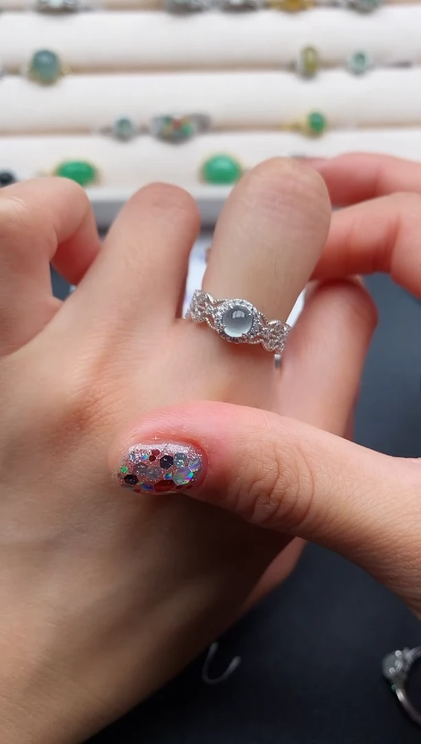 银S925镶嵌戒指翡翠3333333+2