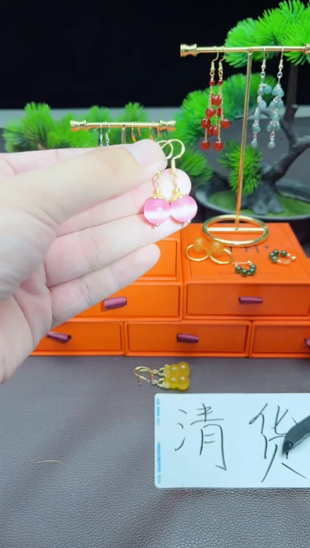 玛瑙/玉髓耳饰银S925镶嵌301