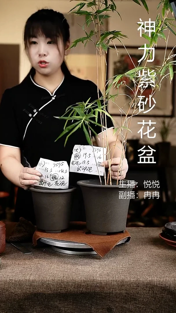 紫砂花盆花卉工艺7595微瑕