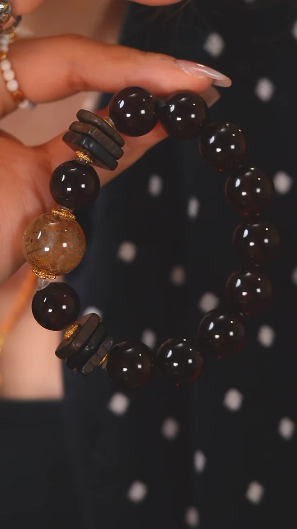 手串血珀未镶嵌F565 小树胶花  血珀  手串