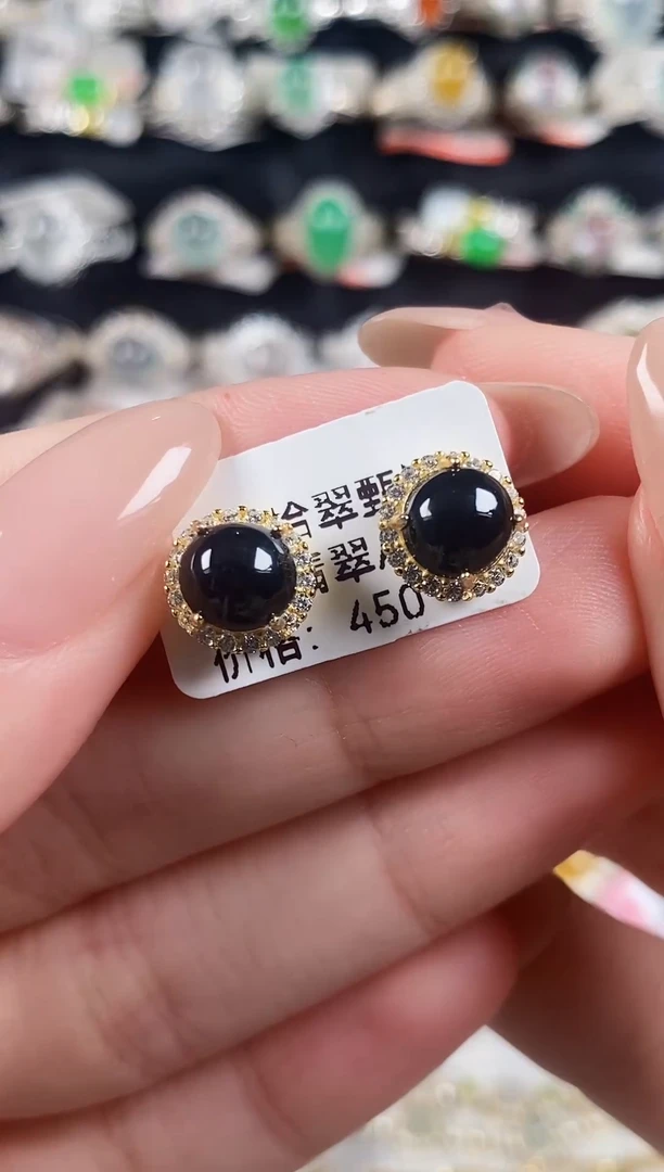 银S925镶嵌戒指翡翠 天然A货翡翠104