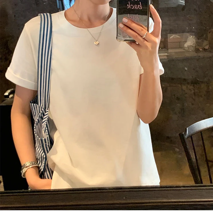 宝丫轻奢 情侣款舒适亲肤百搭简约纯色短袖T恤B8826