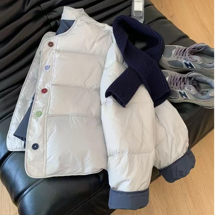 【送围巾】2024冬季新款短款女小个子小清新彩色扣减龄面包服外套