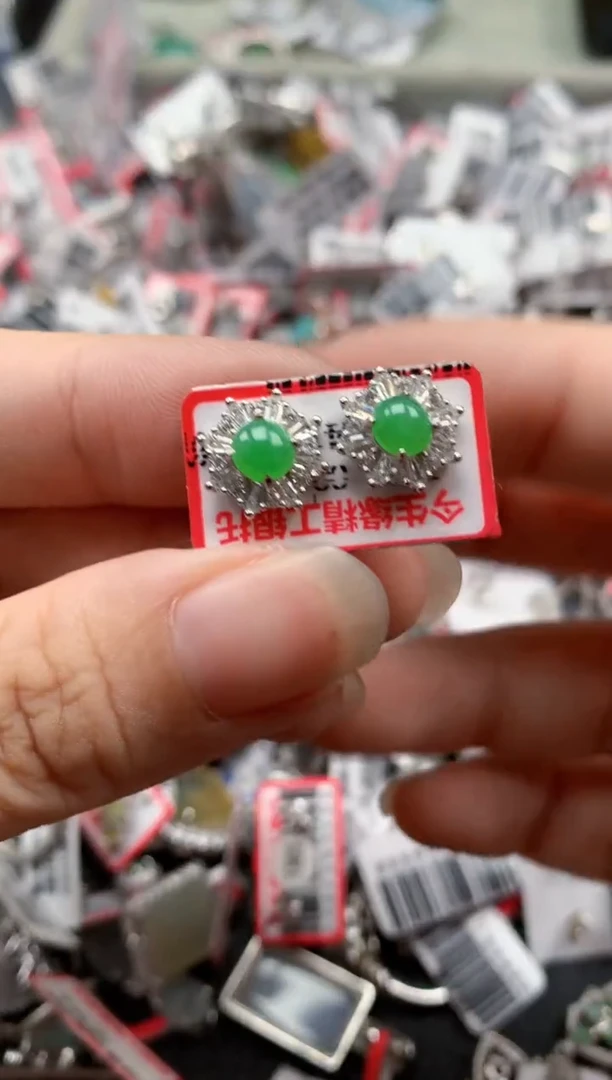 银S925镶嵌戒指翡翠天然A货缅甸翡翠