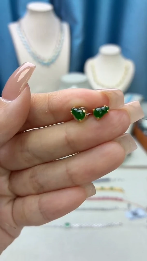银S925镶嵌翡翠耳饰365JH0101产品一个（多样性）