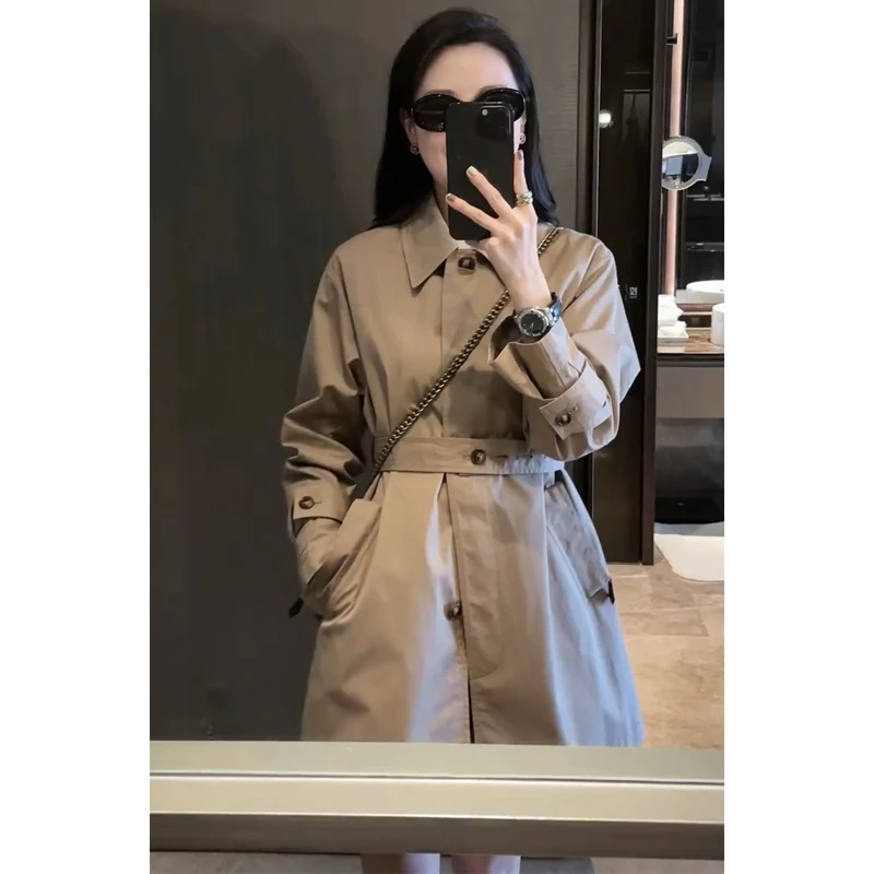 2025春秋新款中长款卡其色爆款风衣外套女小个子韩系高级感英伦风