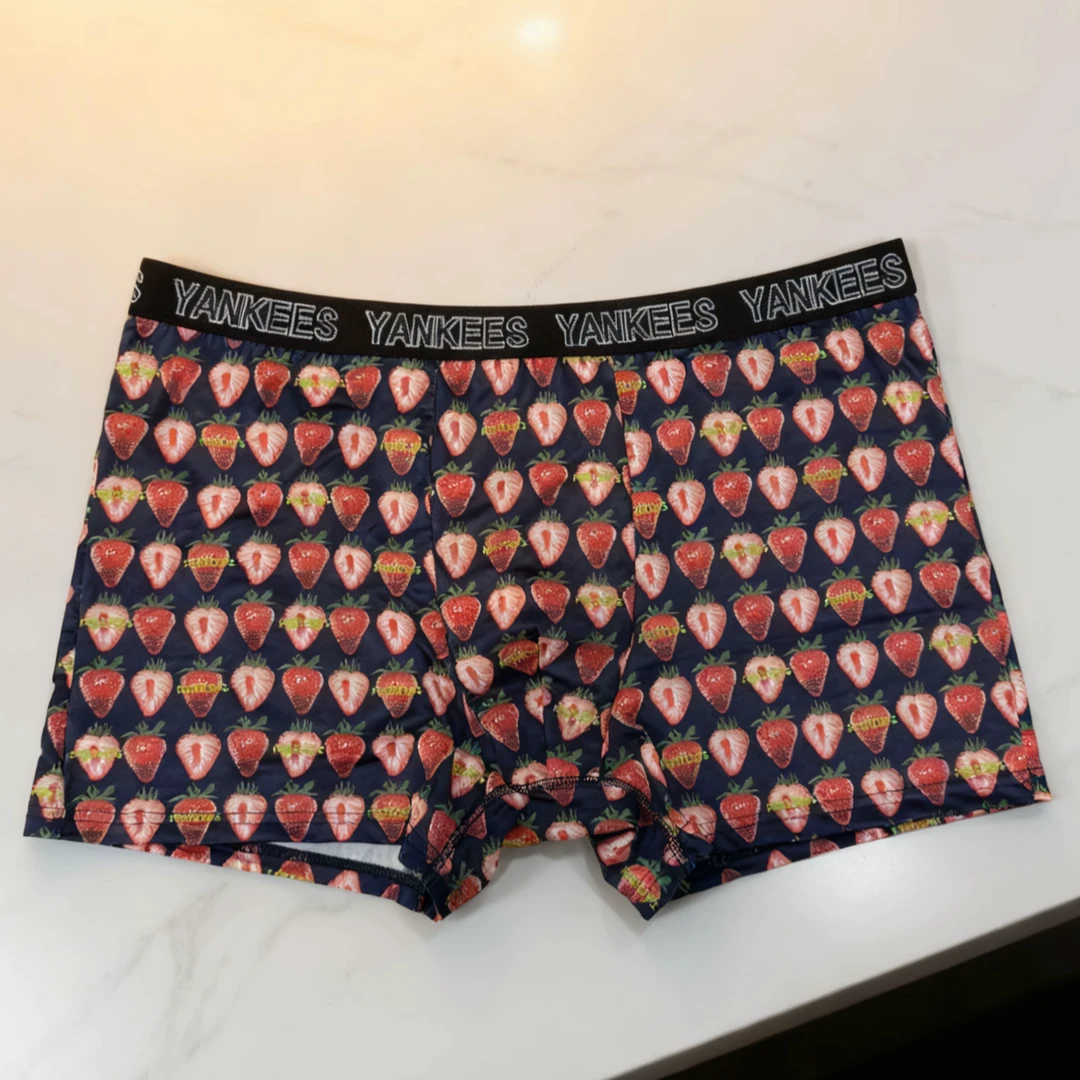 2026新款潮流冰丝男平角内裤花平角裤透气内裤柔软4条装涤纶内裤