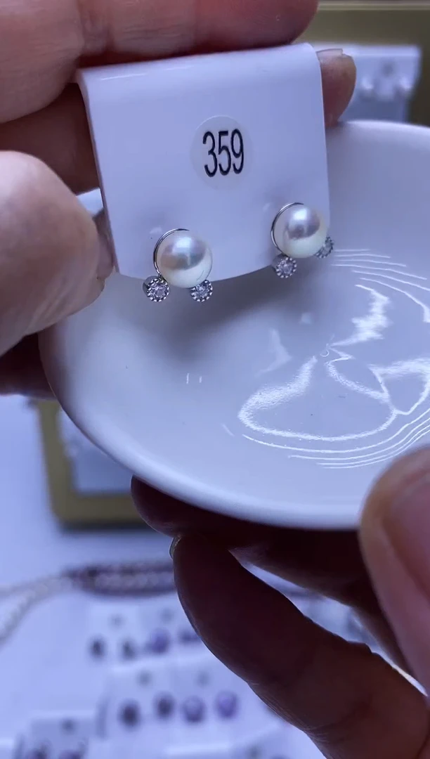 银S925镶嵌耳饰海水珍珠359