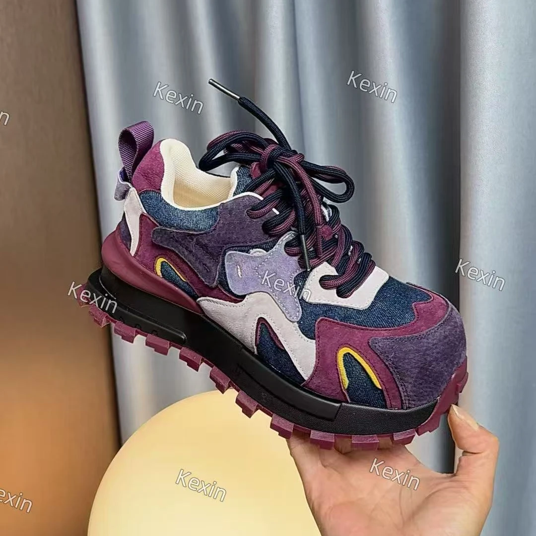 大鑫新款~~【芋泥奶冻】~~小众轻奢复古拼色潮流舒适运动休闲阿甘鞋