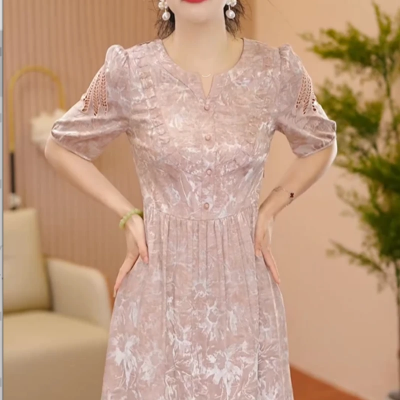 A165【连衣裙】2025夏季新款时尚优雅气质收腰显瘦国风减龄连衣裙