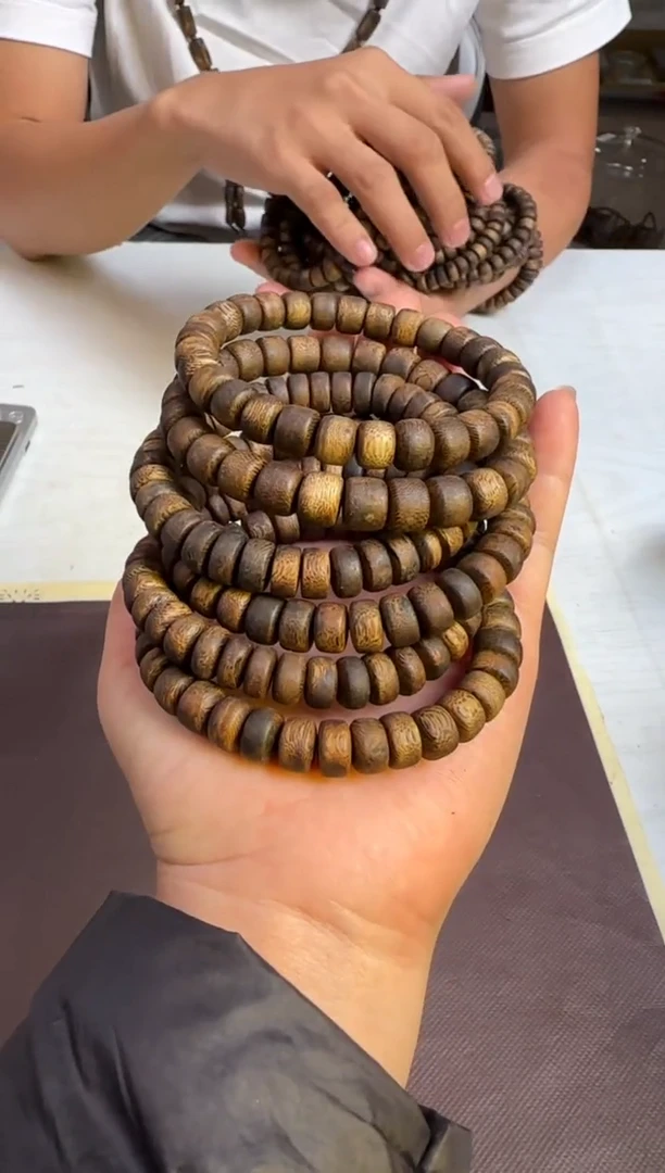 沉香手串99沉海南老白棋熟结厚片珠单圈10mm8g+多样性发1