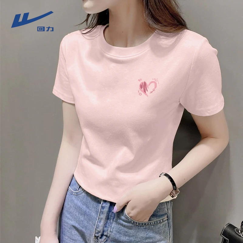 回力小众韩风印花T恤修身圆领ins夏季爆款短袖时尚洋气设计感穿搭