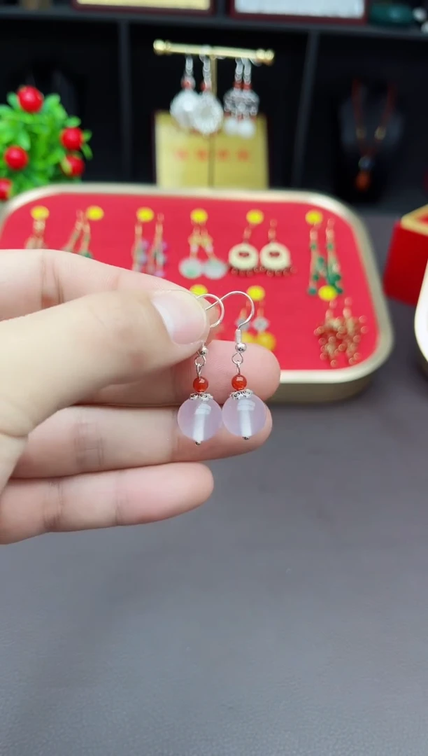 【闪购商品】玛瑙/玉髓耳钉银S925镶嵌726000
