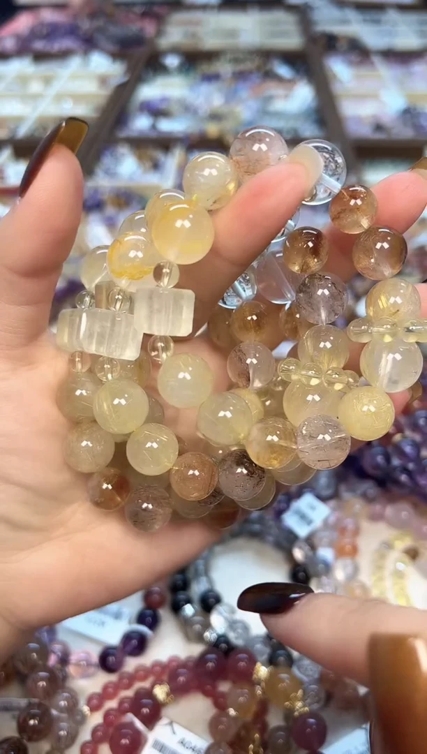 【闪购商品】水晶手链未镶嵌A202 天然金发+黄塔+胶花 多样发一