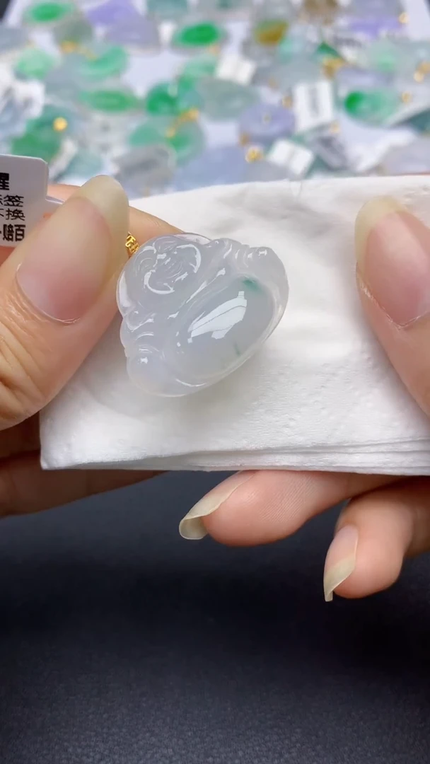 颈饰18K金镶嵌翡翠天然缅甸a货翡翠百元以上9元证书费自理