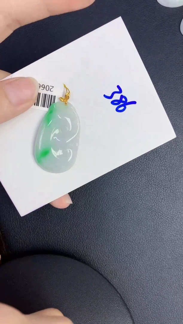 颈饰18K金镶嵌翡翠缅甸天然翡翠A货
