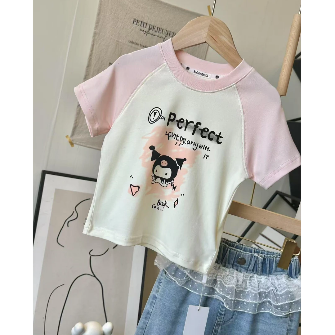 【小慕家】2025夏儿童卡通图案库洛米休闲百搭潮流时尚短袖T恤8281