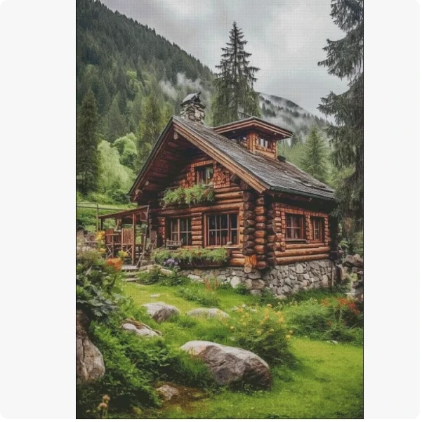 【ZZ6743-惬意小屋】十字绣2025新款线绣客厅卧室玄关风景